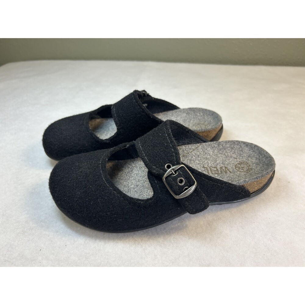 Dr. Andrew Weil Black Wool Mary Jane Orthaheel Clogs Shoes Women's Size 38 / 7